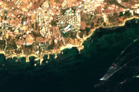 Satellite image of Praia de São Rafael and its surroundings