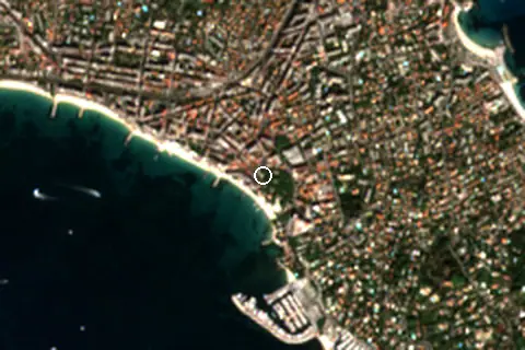 Satellite image of Juan-les-Pins and its surroundings