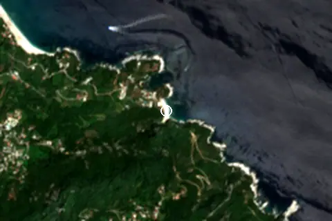 Satellite image of Ntamouchari Beach and its surroundings