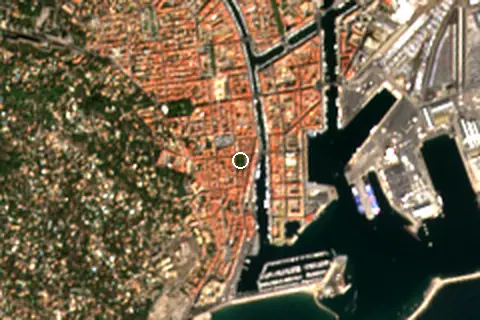 Satellite image of Sète and its surroundings