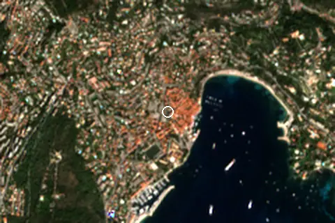 Satellite image of Villefranche-sur-Mer and its surroundings