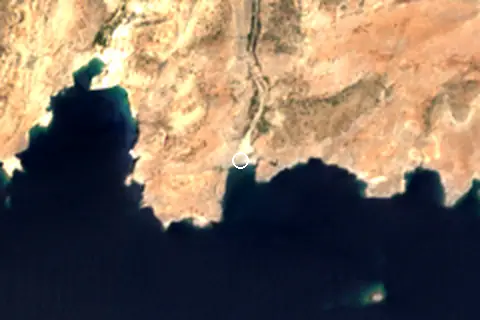 Satellite image of Agiofaraggo Beach and its surroundings