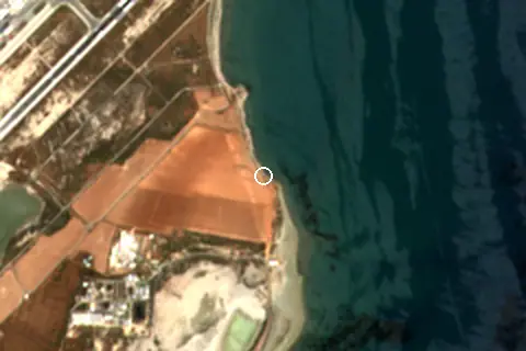 Satellite image of Larnaca Beach and its surroundings