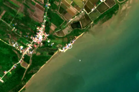 Satellite image of Pantai Biru and its surroundings