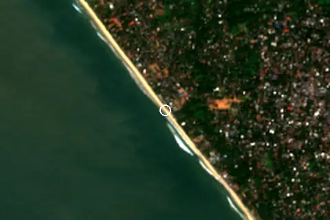 Satellite image of Kannur Beach and its surroundings