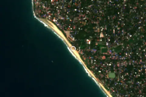 Satellite image of Varkala Beach and its surroundings