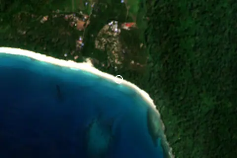 Satellite image of Radhanagar Beach and its surroundings