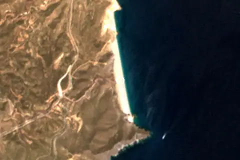 Satellite image of Playa de los Muertos and its surroundings