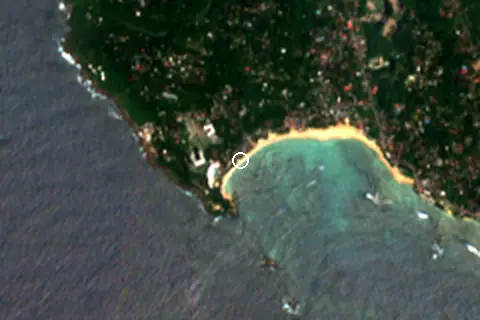 Satellite image of Unawatuna Beach and its surroundings