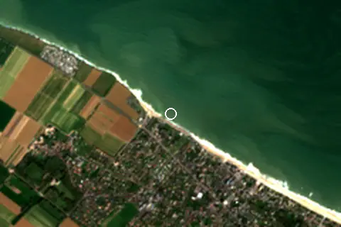 Satellite image of Sword Beach and its surroundings