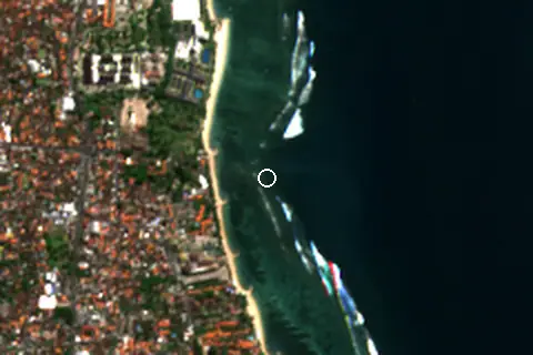 Satellite image of Sanur Beach and its surroundings