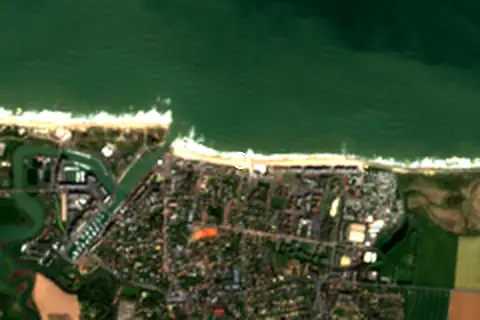 Satellite image of Juno Beach and its surroundings